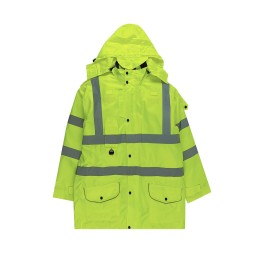Customized long reflective cotton coat, designed fluorescent yellow road and bridge construction clothes, construction site engineering safety clothing, cotton coat and raincoat jacket, waterproof index 10000MMH20, warm and waterproof SKRC017 Customized long reflective cotton coat, designed fluorescent yellow road and bridge construction clothes, construction site engineering safety clothing, cotton coat and raincoat jacket, waterproof index 10000MMH20, warm and waterproof SKRC017